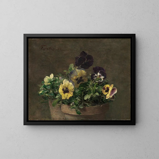 Pensées i pot - Henri Fantin-Latour — indrammet kunstværk på væggen