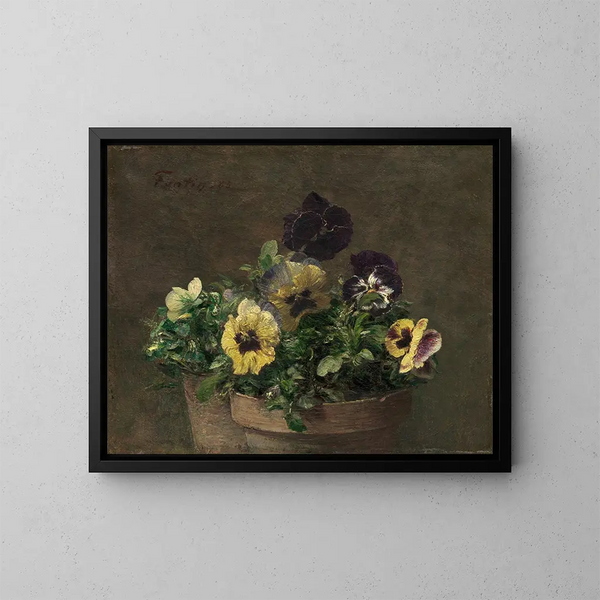 Pensées i pot - Henri Fantin-Latour — indrammet kunstværk på væggen