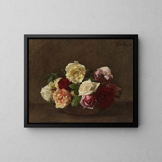 Roser i en vase - Henri Fantin-Latour — indrammet kunstværk på væggen