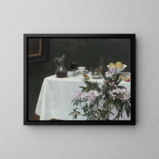 naturtro maleri i hjørnet af et bord - Henri Fantin-Latour — indrammet kunstværk på væggen