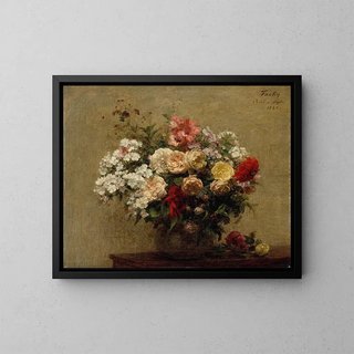 Sommerblomster - Henri Fantin-Latour — indrammet kunstværk på væggen