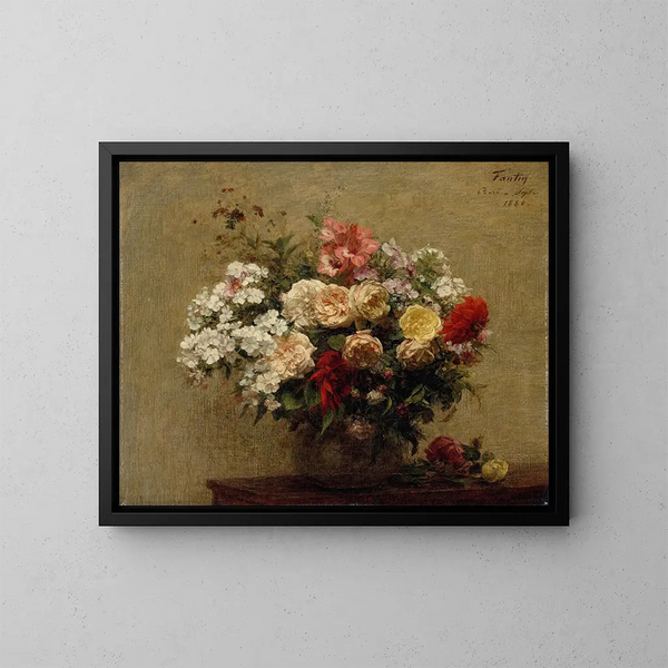 Sommerblomster - Henri Fantin-Latour — indrammet kunstværk på væggen
