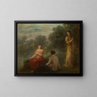 Tre nymfer nær en kilde - Henri Fantin-Latour — indrammet kunstværk på væggen