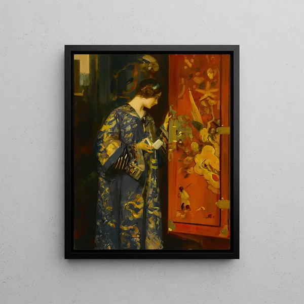 Henri Gaston Darien - A contemplative portrait of a young lady in an Oriental robe.webp