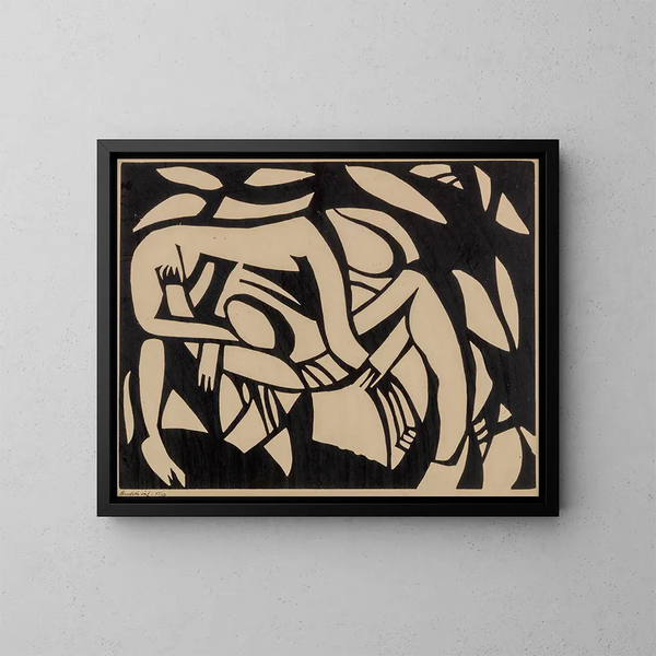 Les Lutteurs - Henri Gaudier-Brzeska — indrammet kunstværk på væggen