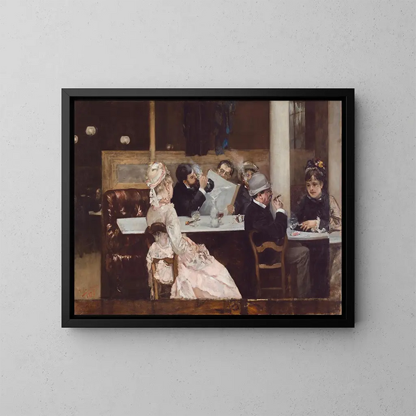 Café-scene i Paris - Henri Gervex — indrammet kunstværk på væggen