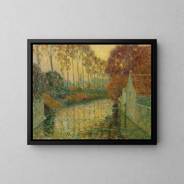 Canal i efteråret i Gisors - Henri Le Sidaner — indrammet kunstværk på væggen