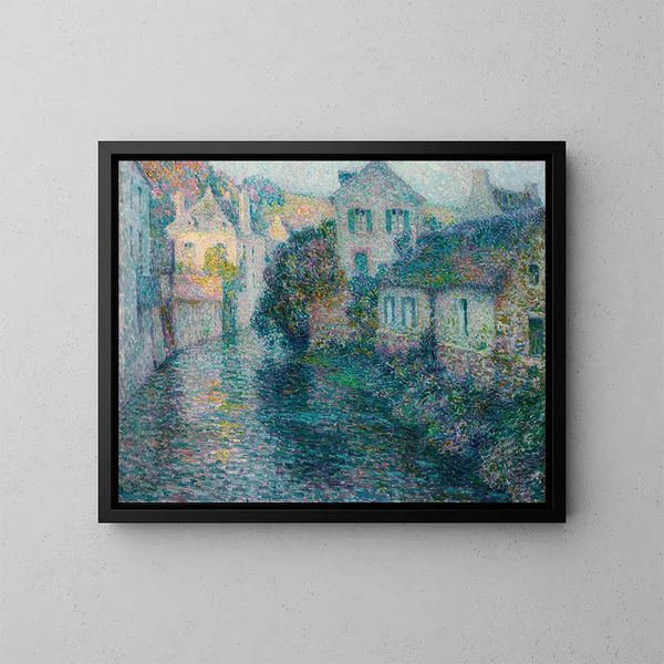 de gamle huse i Quimper - Henri Le Sidaner — indrammet kunstværk på væggen
