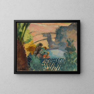 To kvinder ved vasken - Henri Lebasque — indrammet kunstværk på væggen