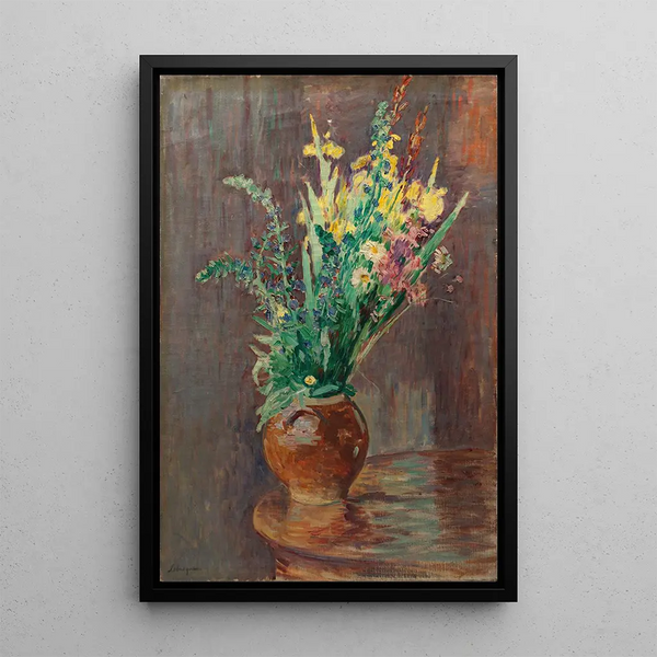 Gerbe af blomster i en pot - Henri Lebasque — indrammet kunstværk på væggen