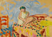 en ung pige med grøn turban siddende på en sofa - Henri Lebasque — visning af kunstværket