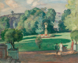 cricketspillere i en park - Henri Lebasque — visning af kunstværket