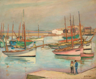 Henri Lebasque | Maleri af Huse ved havnen på Yeu-øen — visning af kunstværket