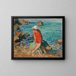 Nono ved havkanten - Henri Lebasque — indrammet kunstværk på væggen