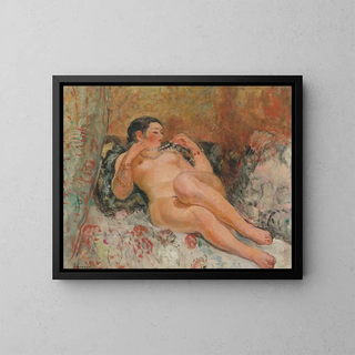 Nu allongé - Henri Lebasque — indrammet kunstværk på væggen
