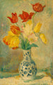 Tulipaner i en Delft-keramikvase - Henri Lebasque — visning af kunstværket