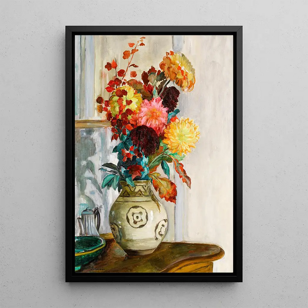 Vase de chrysanthèmes - Henri Lebasque — indrammet kunstværk på væggen