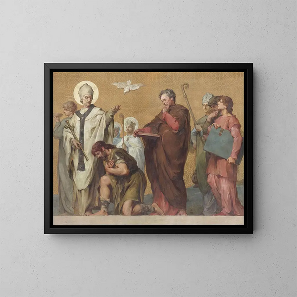 Procession carolingienne - Henri Léopold Lévy — indrammet kunstværk på væggen