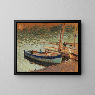 Henri Martin - Bouquet de bleuets  Barques au port.webp
