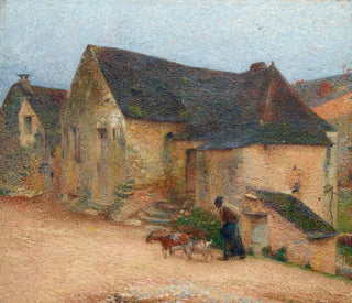 Chevrière-maleri foran et gammelt hus i Labastide - Henri Martin — visning af kunstværket
