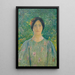 ung kvinde i blomsterkjole - Henri Martin — indrammet kunstværk på væggen