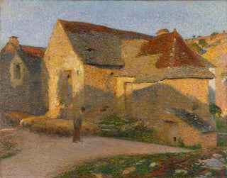 La gamle hus ved de sidste stråler - Henri Martin — visning af kunstværket