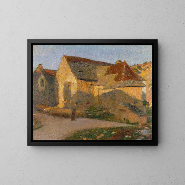 La gamle hus ved de sidste stråler - Henri Martin — indrammet kunstværk på væggen