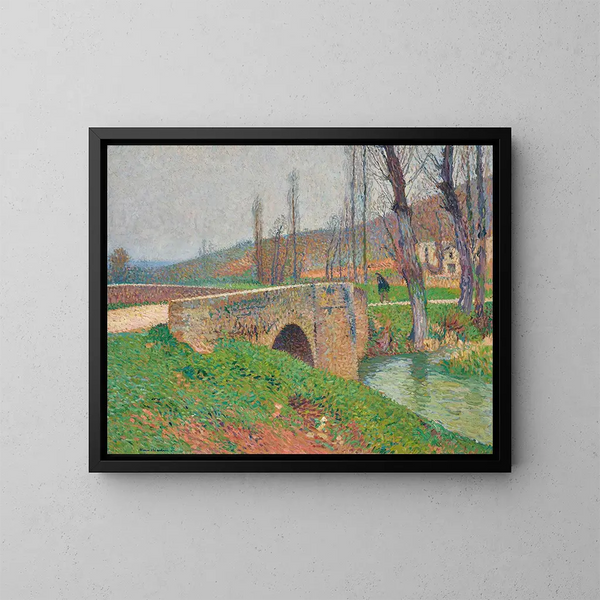 Le pont sous un ciel gris - Henri Martin — indrammet kunstværk på væggen