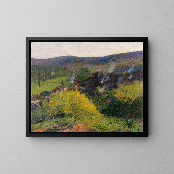 Les Chaumières au soir - Henri Martin — indrammet kunstværk på væggen