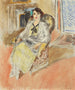 en ung pige, der sidder i en gul kjole - Henri Matisse — visning af kunstværket