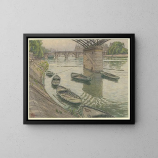 Paris, Quai du Louvre - Henri Rivière — indrammet kunstværk på væggen