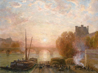Paris, Seinen og Louvre ved solnedgang - Henri Zuber — visning af kunstværket