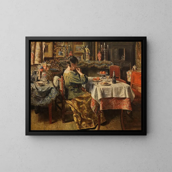 Le Repas - Henri de Braekeleer — indrammet kunstværk på væggen