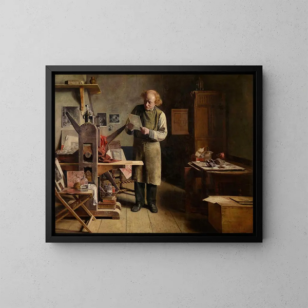 L'imprimeur de plaques - Henri de Braekeleer — indrammet kunstværk på væggen