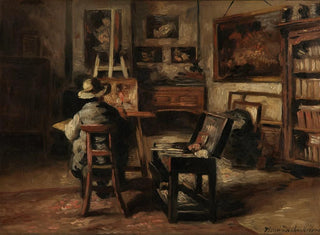 L'atelier de Ferdinand De Braekeleer I, père du peintre - Henri de Braekeleer — visning af kunstværket