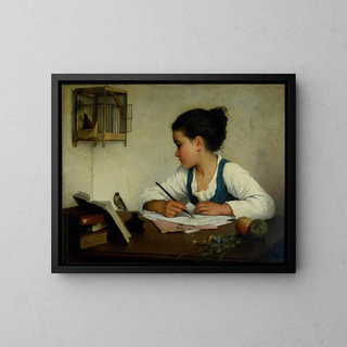 Henriette Browne - A Girl Writing The Pet Goldfinch.webp