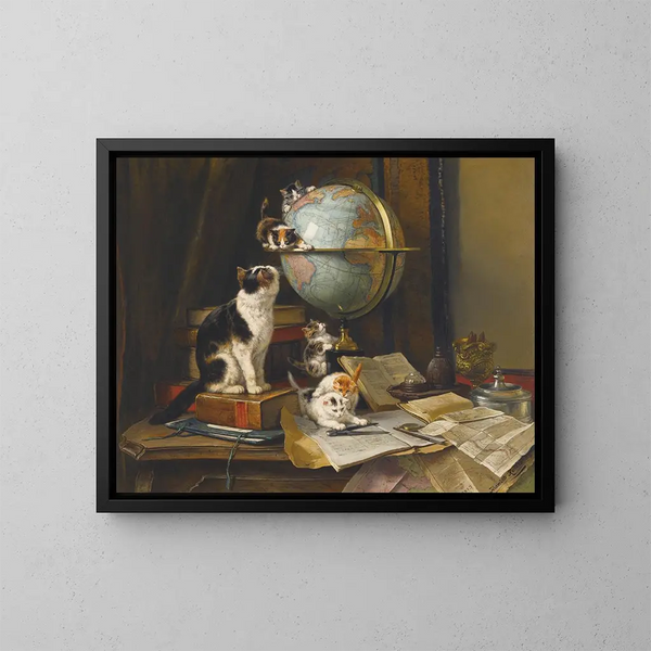 Les globe-trotters - Henriette Ronner-Knip — indrammet kunstværk på væggen