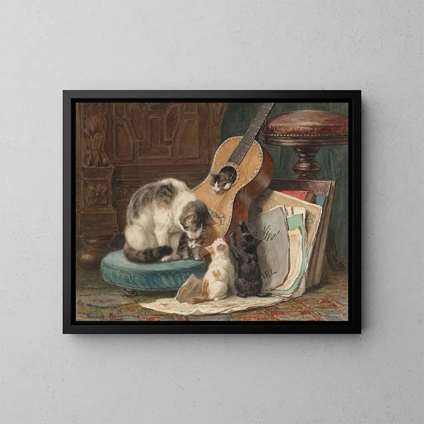 Les Musiciens - Henriette Ronner-Knip — indrammet kunstværk på væggen