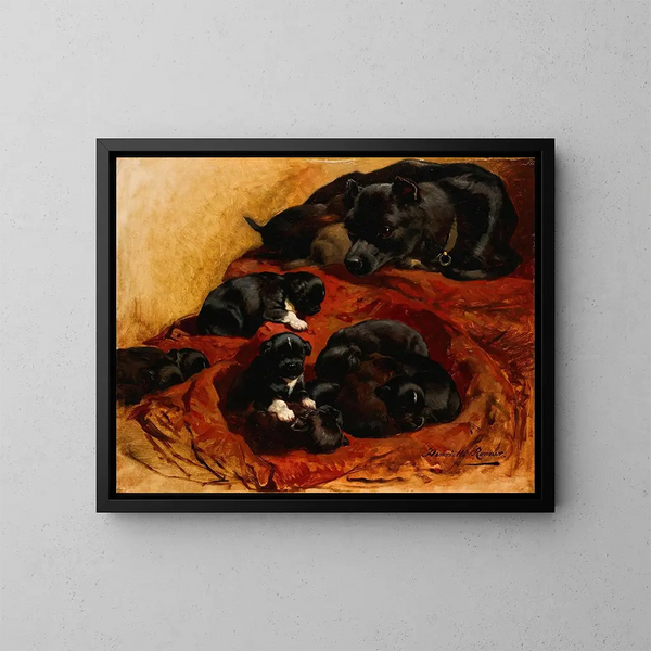 La Mère fière - Henriette Ronner-Knip — indrammet kunstværk på væggen