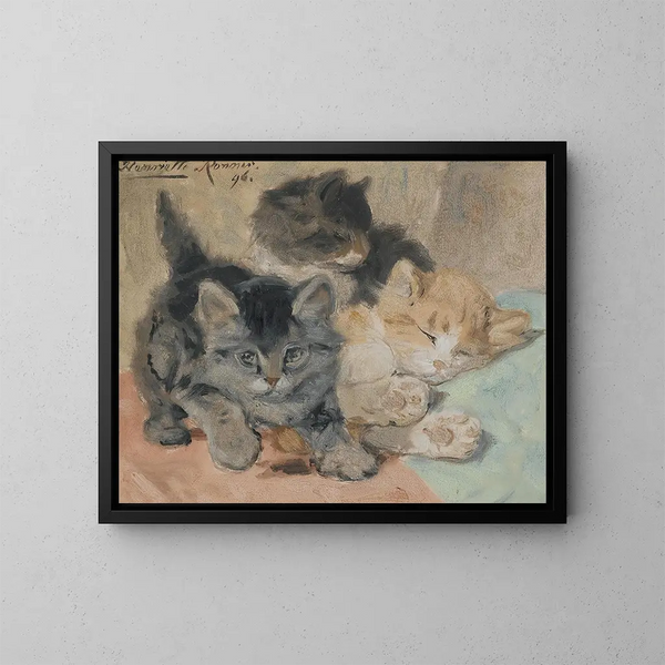 Tre killinger - Henriette Ronner-Knip — indrammet kunstværk på væggen