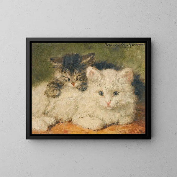 To killinger - Henriette Ronner-Knip — indrammet kunstværk på væggen