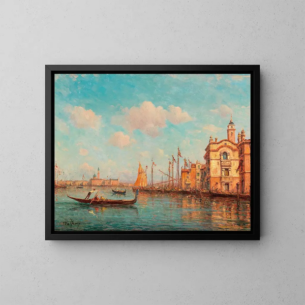Venedig, udsigt over San Giorgio Maggiore - Henry Malfroy — indrammet kunstværk på væggen