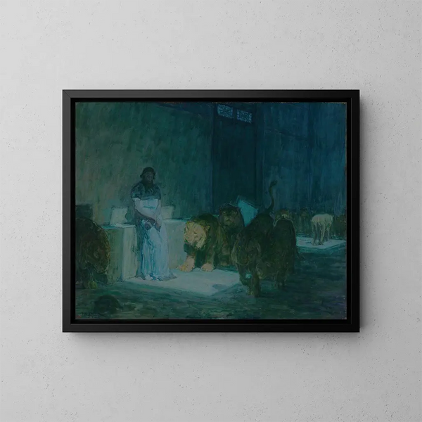 Daniel i løvehulen - Henry Ossawa Tanner — indrammet kunstværk på væggen