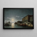 Vue du Bacino di San Marco med Dogepaladset og Santa Maria della Salute kirken i det fjerne under måneskin - Henry Pether — indrammet kunstværk på væggen