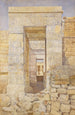 Entré øst i tempelrummet i Tibère, Isis-templet, Philae - Henry Roderick Newman — indrammet kunstværk på væggen