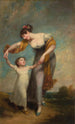 Portrait af en mor og et barn i et landskab - Henry Thompson — visning af kunstværket