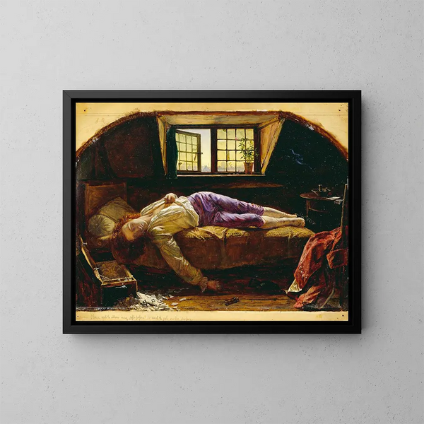 La Mort de Chatterton - Henry Wallis — indrammet kunstværk på væggen