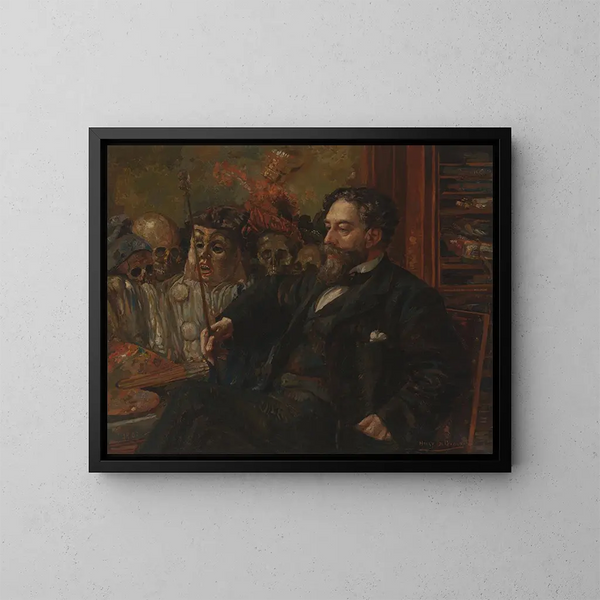 Portrait af James Ensor - Henry de Groux — indrammet kunstværk på væggen