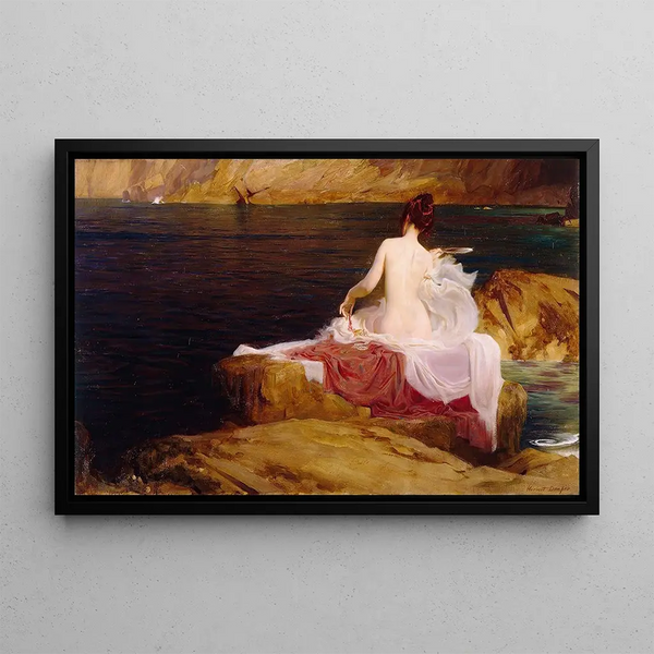 Île de Calypso - Herbert James Draper — indrammet kunstværk på væggen