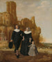 Portrait af et par med deres barn i et landskab - Herman Meynderts Doncker — visning af kunstværket